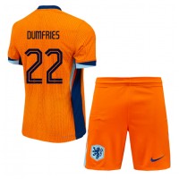 Camisa de time de futebol Holanda Denzel Dumfries #22 Replicas 1º Equipamento Infantil Europeu 2024 Manga Curta (+ Calças curtas)